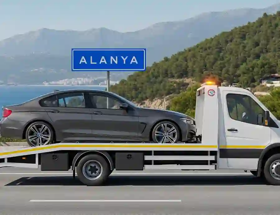 Alanya'da çekici üzerinde araç Alanya'da çekici üzerinde araç